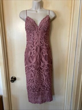 Bardot Mauve Lace Embroidered Midi Slip Dress size 10